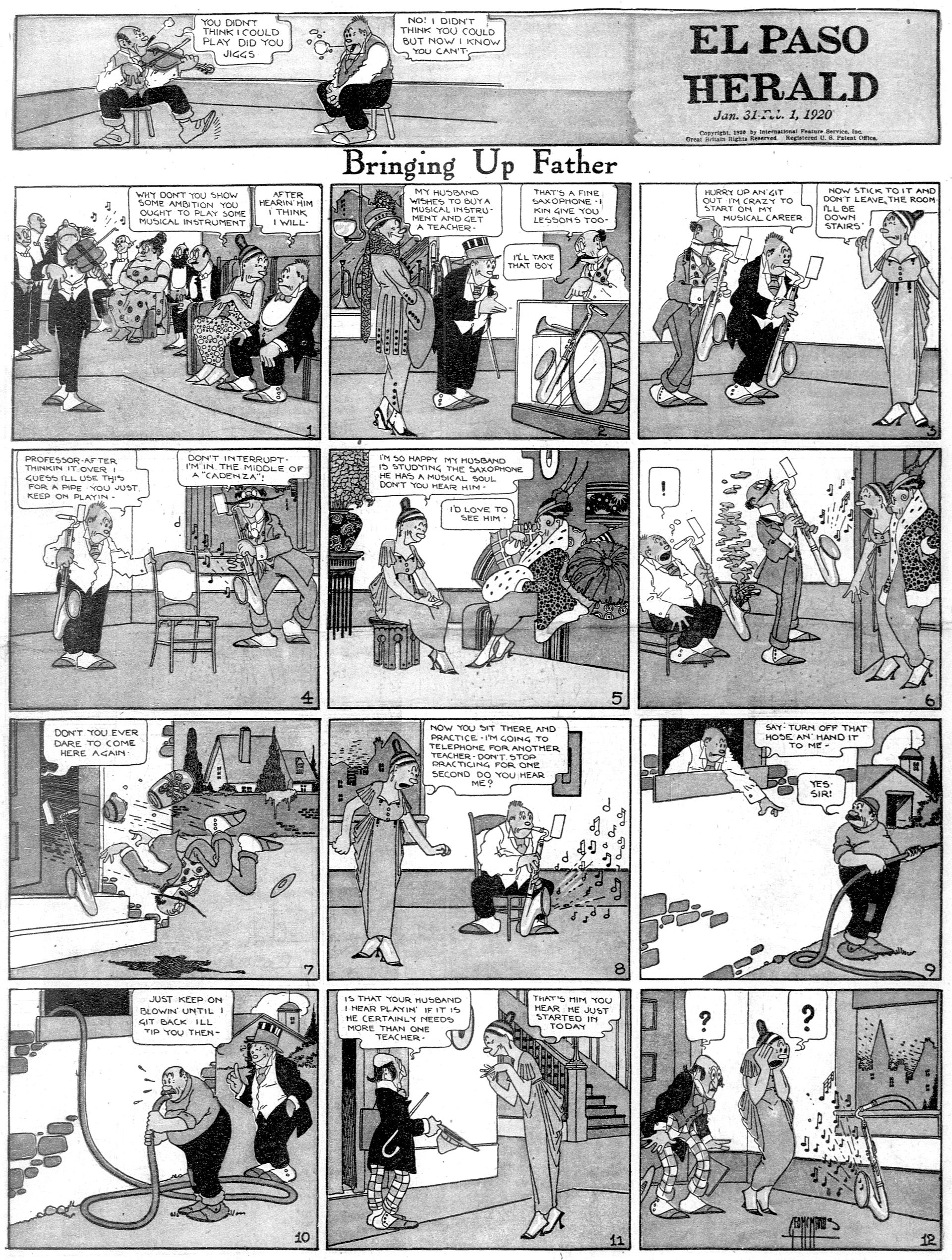 Bringing Up Father full Sunday page from the El Paso Herald, 1920, by George McManus