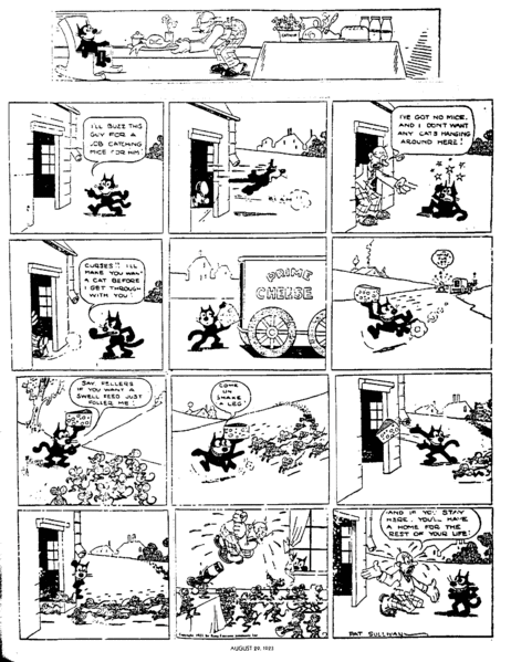 Felix the Cat full Sunday comic page from August 1923, Pat Sullivan studio