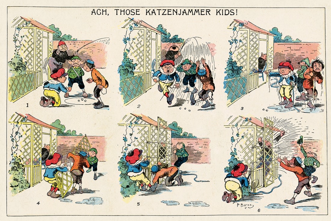 The Katzenjammer Kids comic from December 12, 1897 by Rudolph Dirks — the strip's debut month
